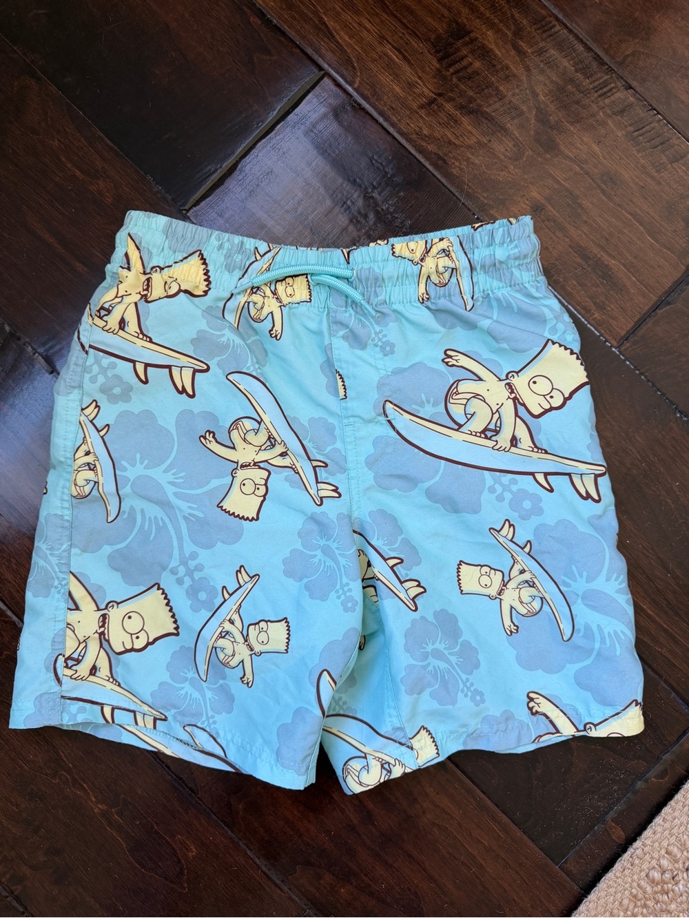 Simpsons Bart Simpson Kids Swim Trunk Shorts with Surfing Cartoon Print